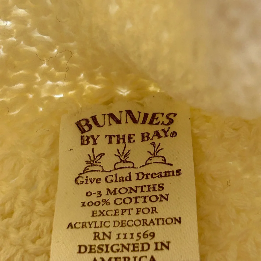Bunny‎ by the bay, newborn hat and booties, set, crocheted, ivory, color, new